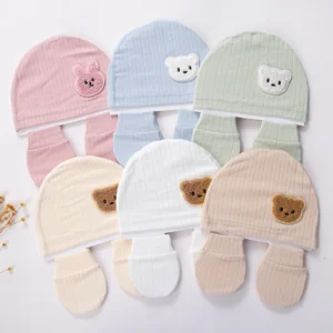 3Pcs/set Cotton Newborn Hats Mittens Foot