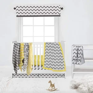 Yellow/Grey Ikat Chevron Muslin 10 Pc Neutral Crib Set Standard Crib