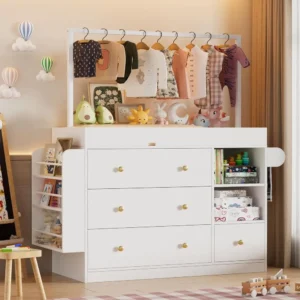 White Baby Changing Table with 4 Drawers