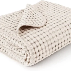 Soft Waffle Baby Swaddle Blanket and Toddler Throw(Oat)